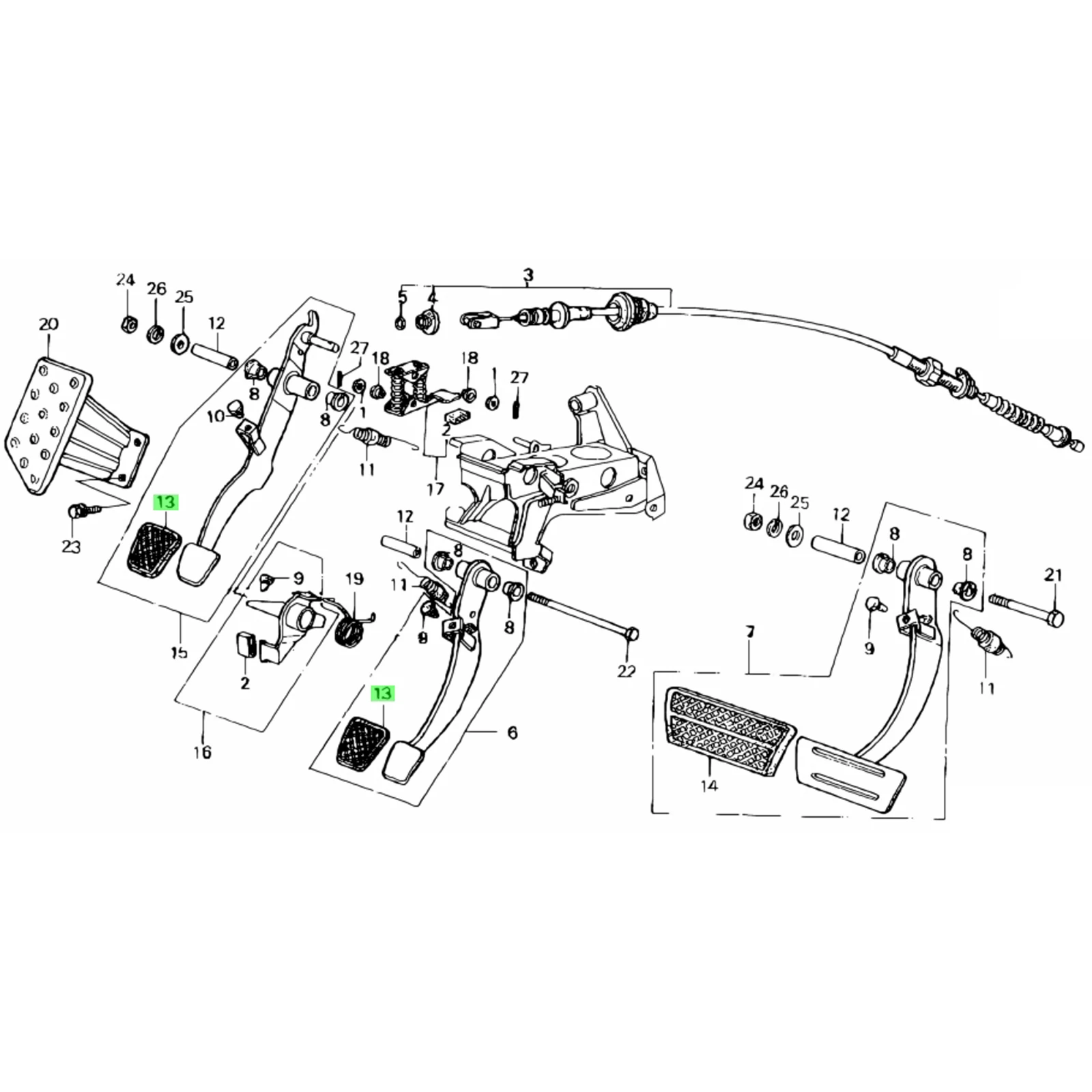 Резиновая накладка педали тормозной муфты 46545S1F981 46545-S1F-981 для Honda City Fit Jazz 2007-2013 Insight
