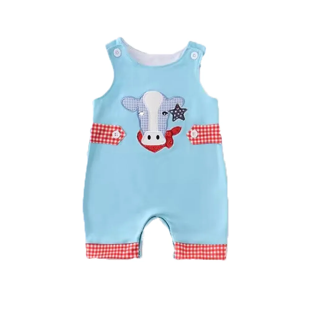 

Summer Boutique Toddler Girl Cute Clothes Sleeveless One Piece Jumpsuit Crawl Cartoon Cow Print