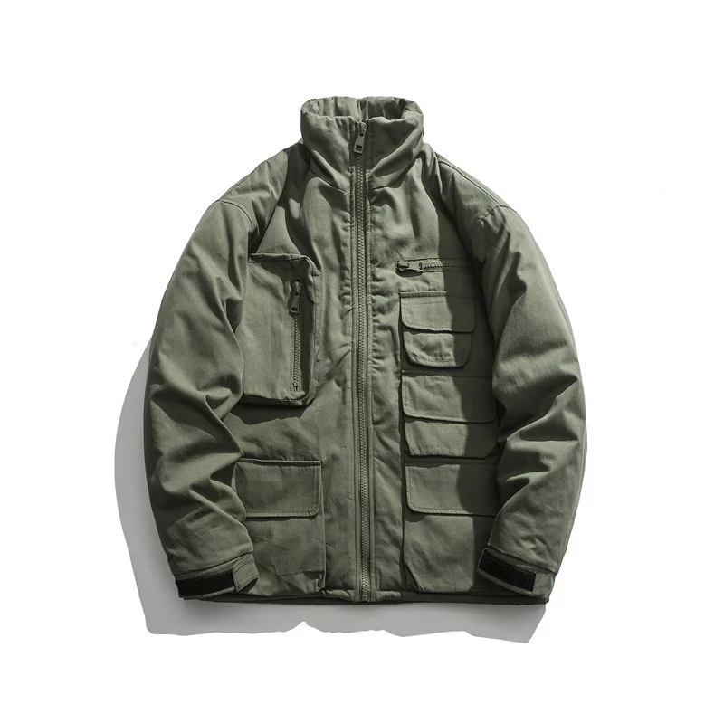 

Женская хлопковая одежда, американская, свободная, однотонная, пальто с несколькими карманами, мужская куртка-карго для активного отдыха, походов, горного туризма