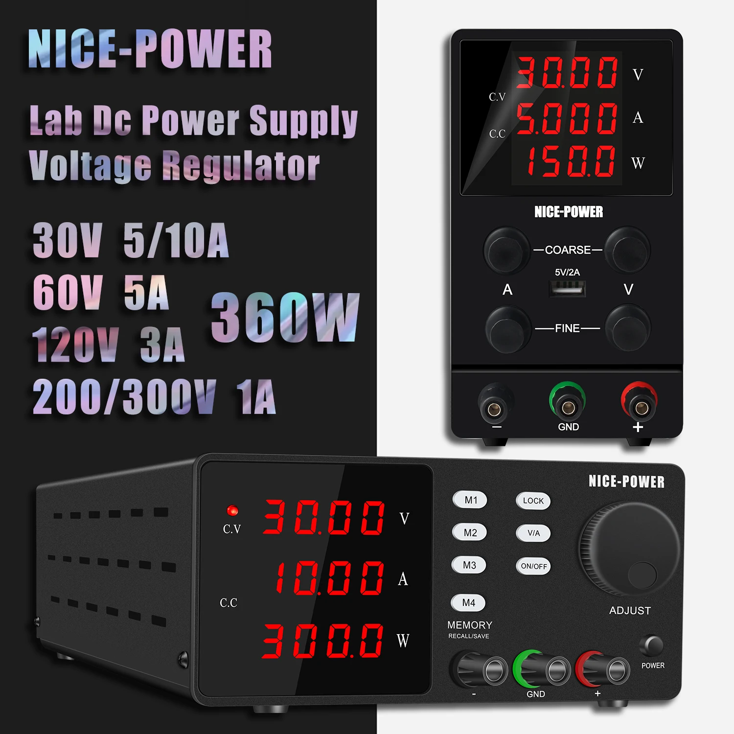 Профессиональный лабораторный импульсный источник питания NICE-POWER 30 в 10 А, регулятор напряжения, стабилизатор тока, 200 в, 300 В, программируемый