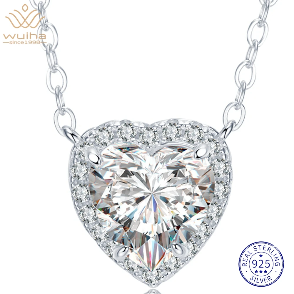 

Драгоценные камни-сапфиры WUIHA 18K с белым золотом в форме сердца, драгоценные камни-сапфиры, ожерелья, Подарок на годовщину, искусственные серебряные ювелирные изделия, Прямая поставка