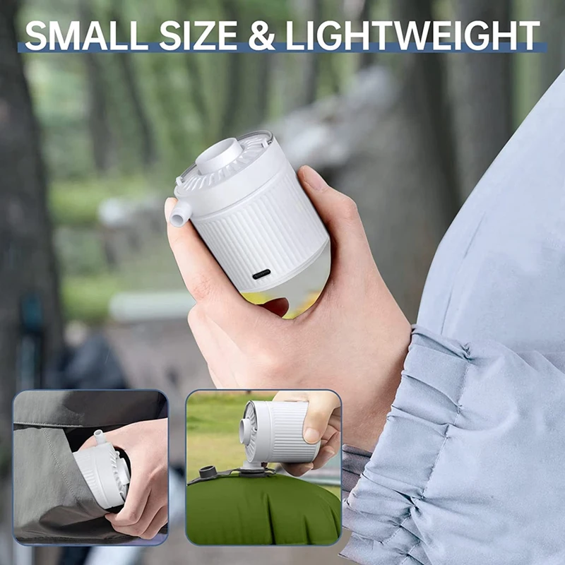 Белый воздушный насос USB перезаряжаемый для накачивания с насадками надувного