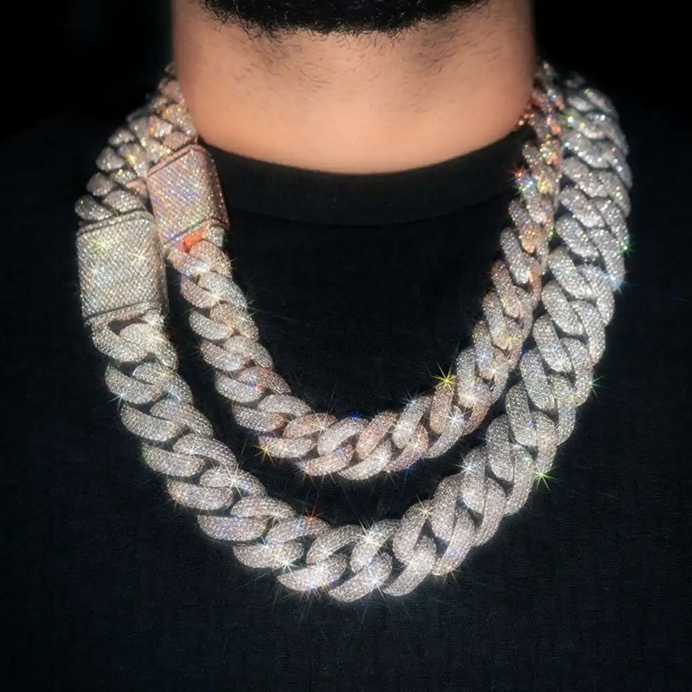 Юй ин Гра Муассанит Vvs бриллиантовое ожерелье из тяжелого серебра с зазубринами