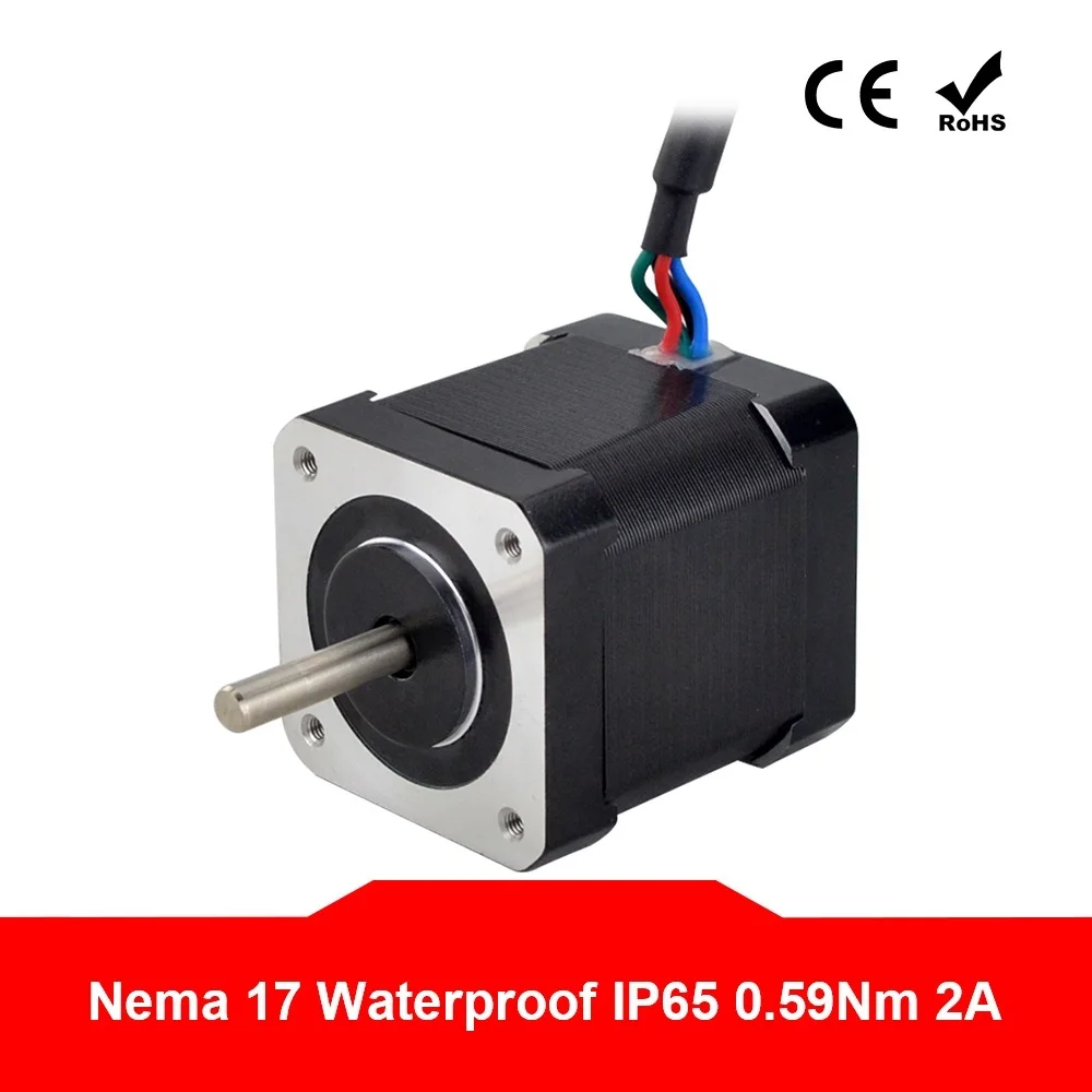 

Nema 17 Waterproof Stepper Motor IP65 0.59Nm 48mm 2A 2 Phase Stepping Motor 5mm Shaft 4-lead CNC Motor