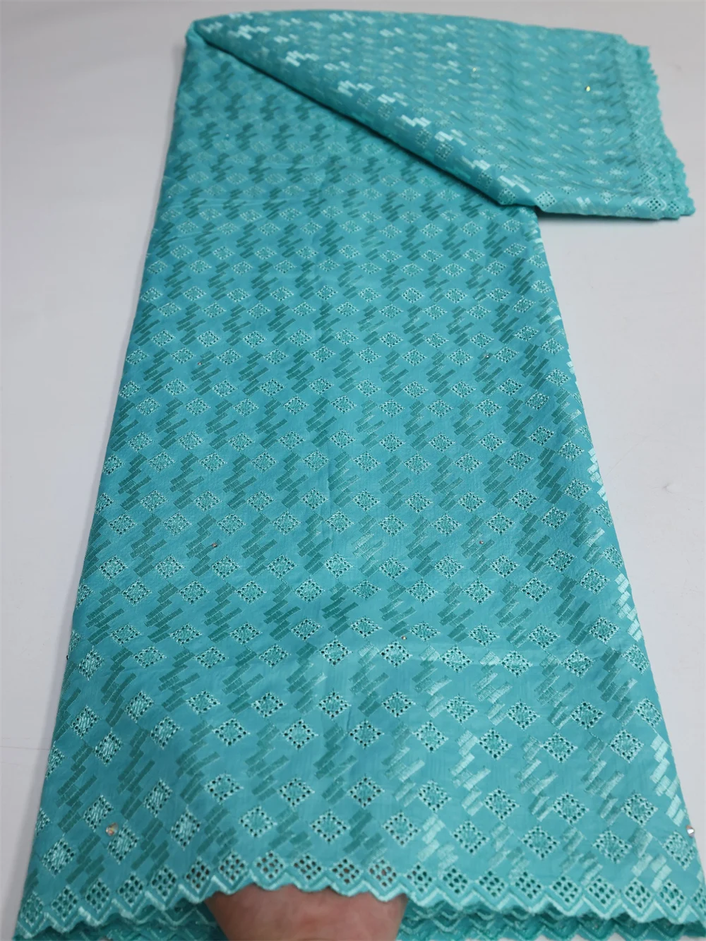 NI.AI африканские хлопчатобумажные кружевные ткани Embroid 5 ярдов нигерийские