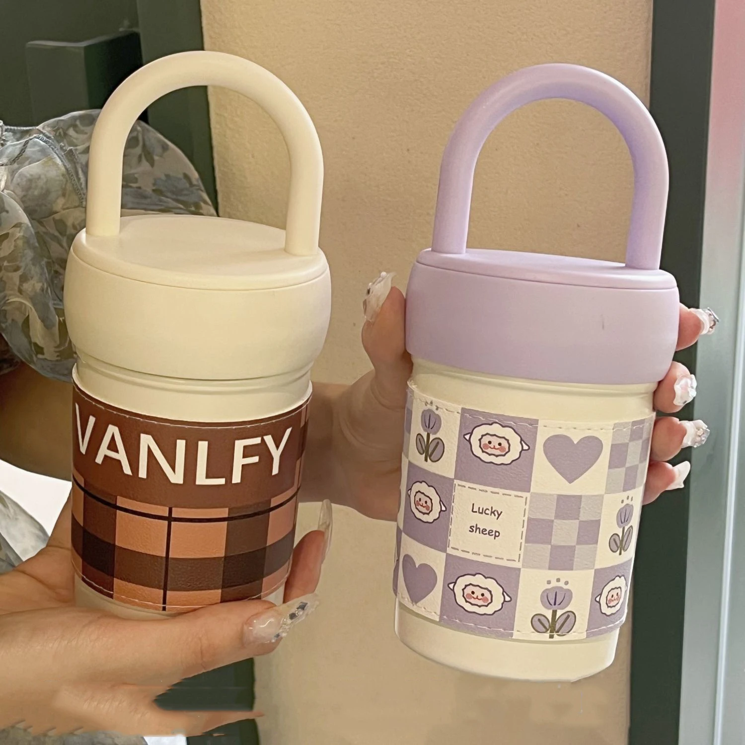 Thermos bottle Straw Glass Cup Creative Portable High Temperature Resistant Straw Cup thermal