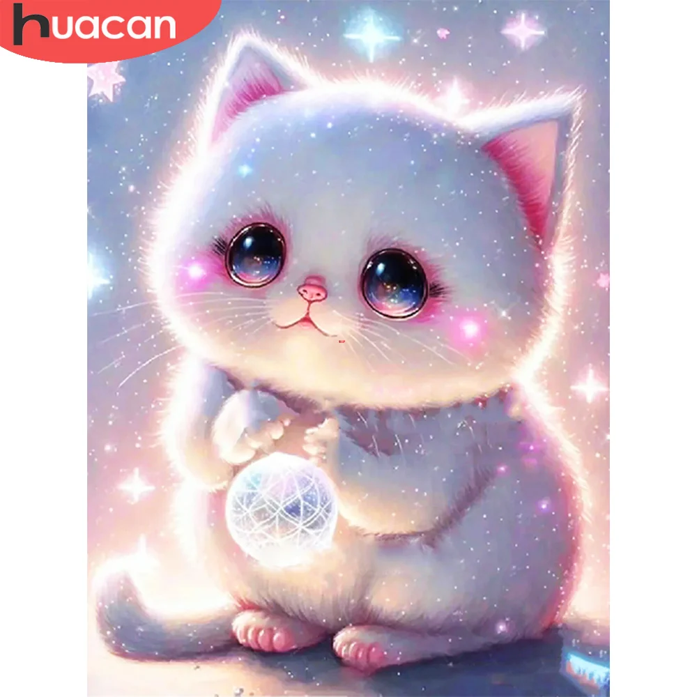 

HUACAN 5D DIY New Arrival Diamond Embroidery Cat Cross Stitch Full Drill Diamond Painting Animal Cartoon Handicraft Wall Sticker