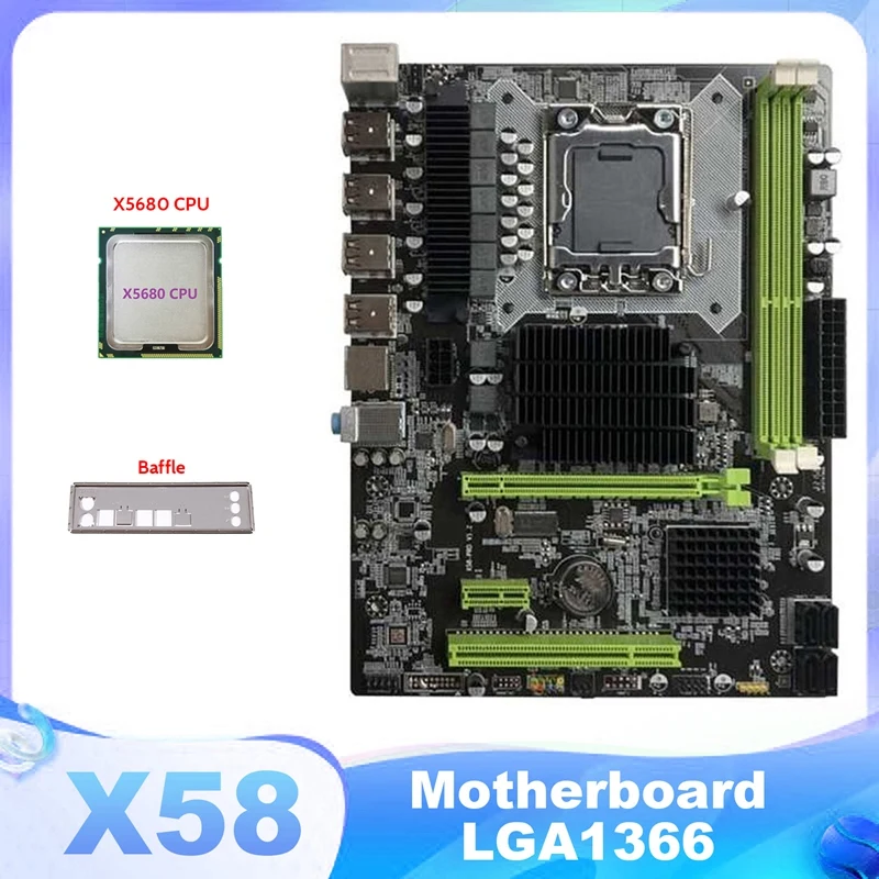 X58 Motherboard LGA1366 Computer Motherboard Support XEON X5650 X5670 Series CPU Support DDR3 ECC Memory With X5680 CPU