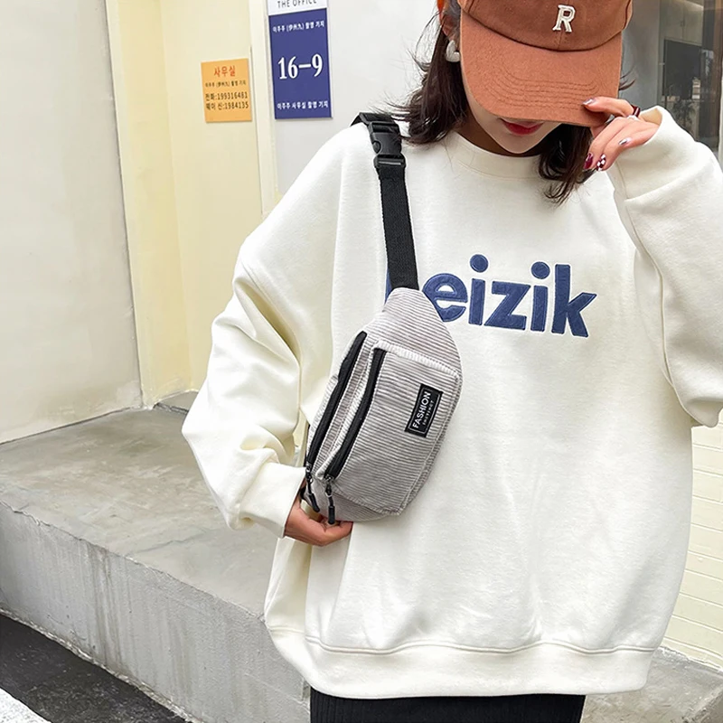 

Men Women's Waist Bag Small Canvas Ladies Corduroy Shoulder Crossbody Bags 2022 Trend Fanny Pack Fashion Phone Chest Bag Handbag
