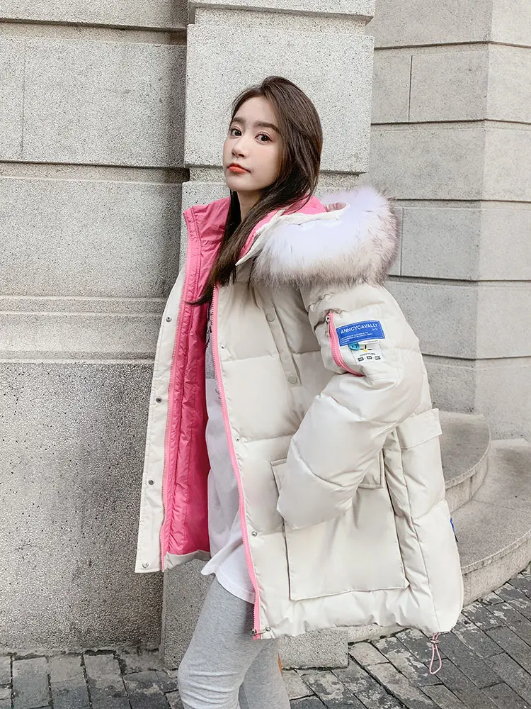 Vielleicht 2022 New Winter Jacket Women Parka Fashion Long Coat Hooded Parkas With Fur Collar Warm Snow Wear Padded Clothes