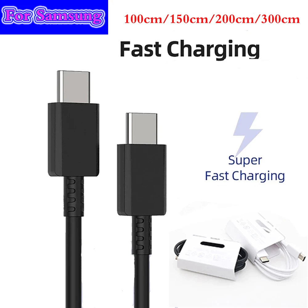 

For Samsung A54 A34 M53 M54 A23 A13 A12 M12 S23 S22 S21 Plus 5G Super PD Fast Charger Cable 3A 25W USB C To Type C Line 1/1.5/2M