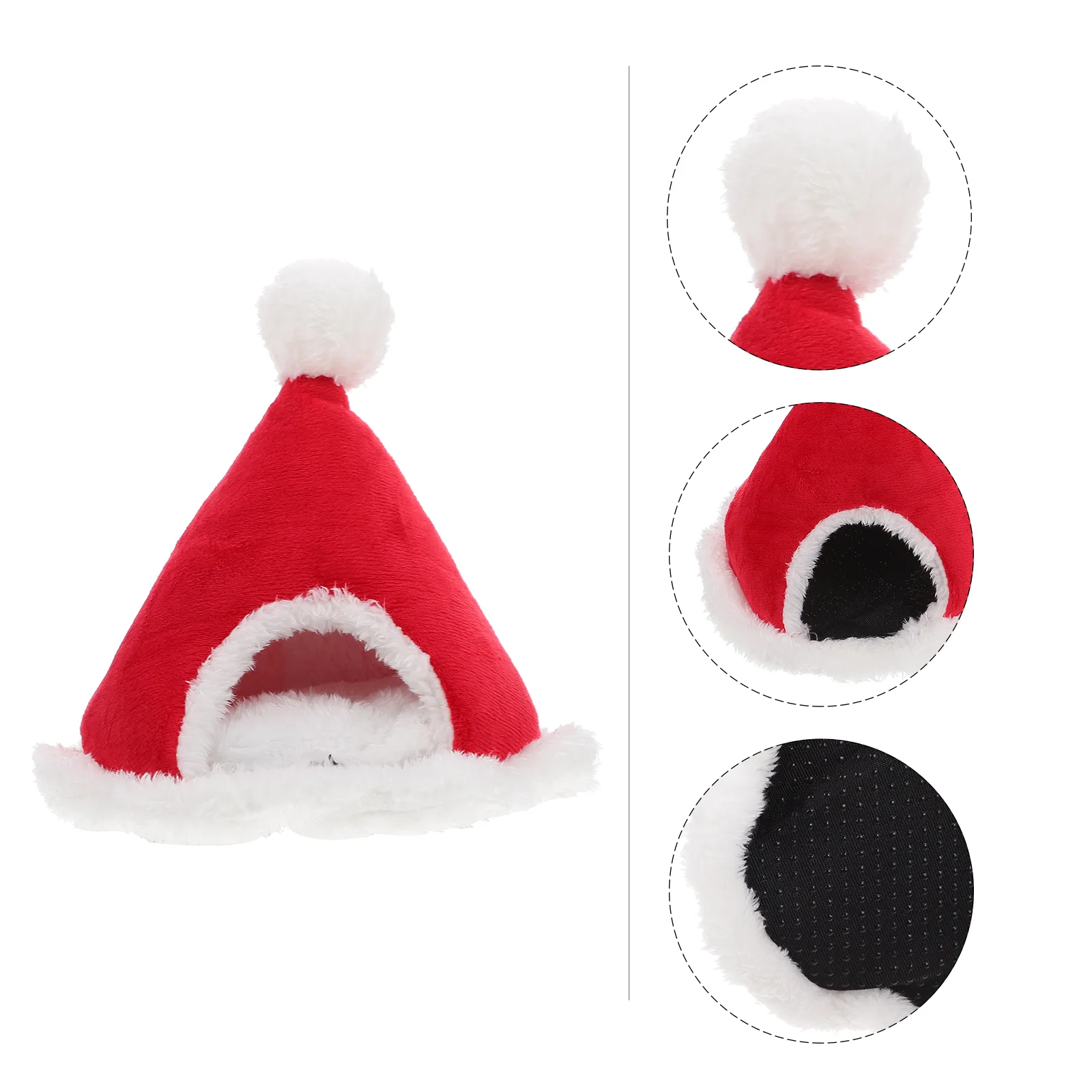

Christmas Small House Santa Hat Shape Small Plush Cave for Hamster Guinea Holiday Small Animals Bed