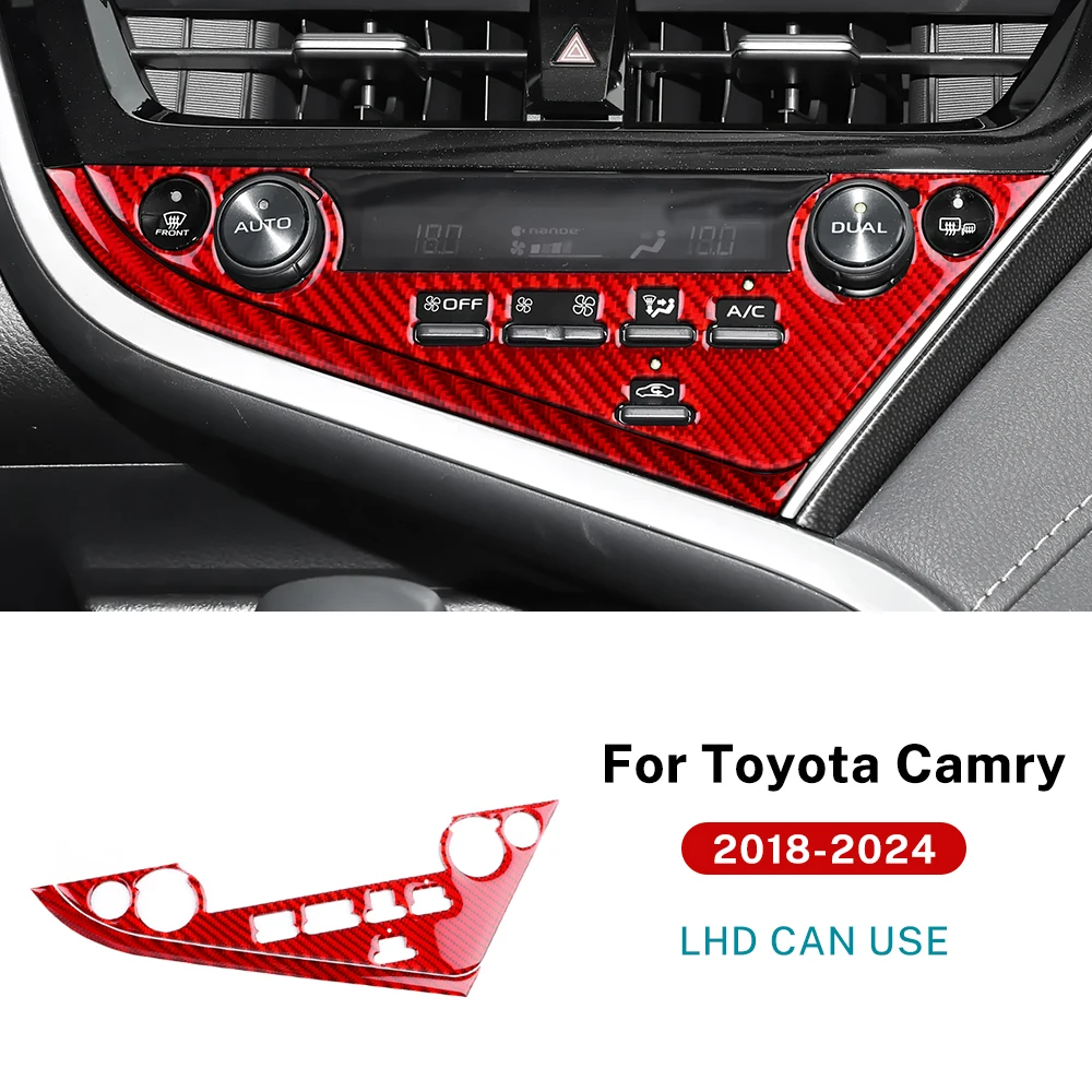 

Настоящее мягкое углеродное волокно для Toyota Camry 2018 2019 2020 2021 2022, центральная кнопка управления с левым рулем, рамка, аксессуары для внутренней отделки