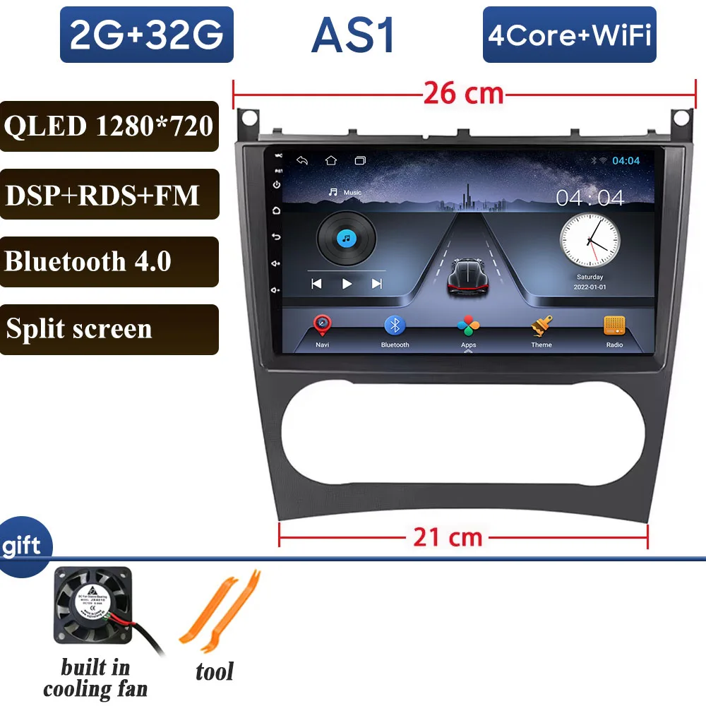 

Автомобильный радиоприемник Carplay для Mercedes Benz W203 W209 C180 C200 C220 C230 2005-2009 навигация GPS Android авто стерео экран без 2din