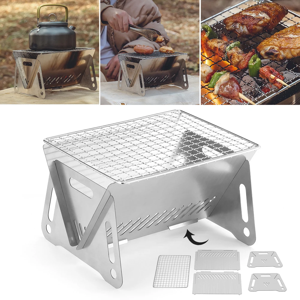 

Folding Outdoor Grill Stove Stainless Steel Detachable BBQ Stove Portable Cooking Grill For Camping Travel Picnic Tool Accessori