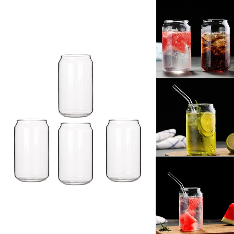 

4 Pack Can Shape Glass Fashion Water Milk Juice Simple Juice Cup Beer Glass Shake Glass Dessert Cup Cola Mug