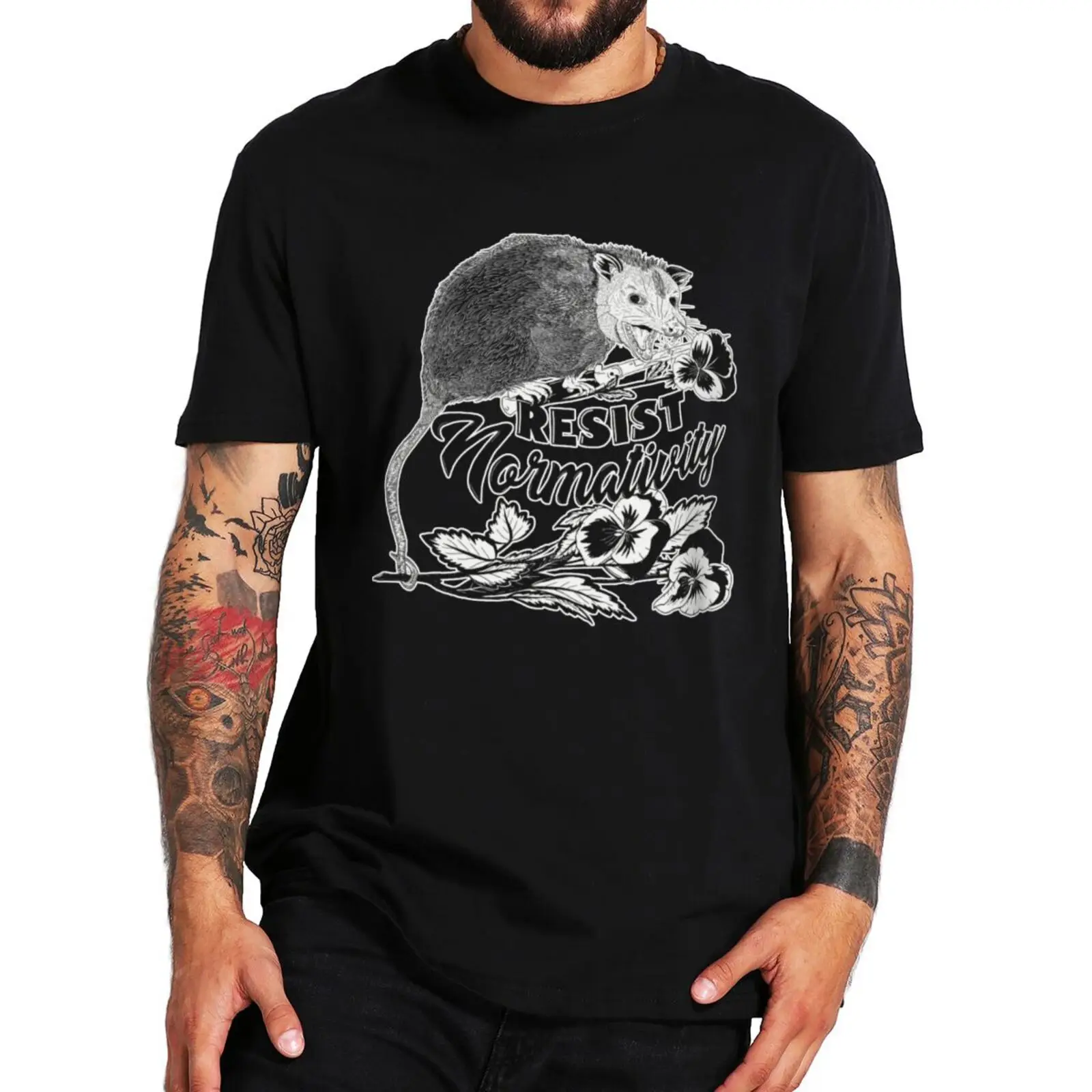 

Resist Normativity Opossum T Shirt Funny Slang Humor Jokes Gift Vintage Tshirts EU Size 100% Cotton Unisex O-neck Tops Tee