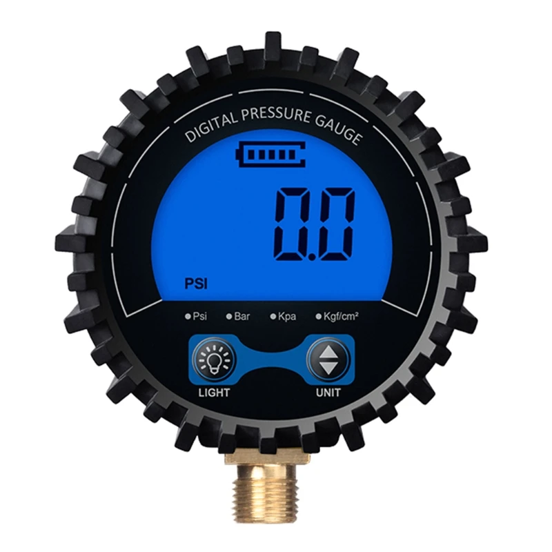 

Gas Pressure Gauge with Blue Background Light Accuracy 1% Rang to 200psi Tire