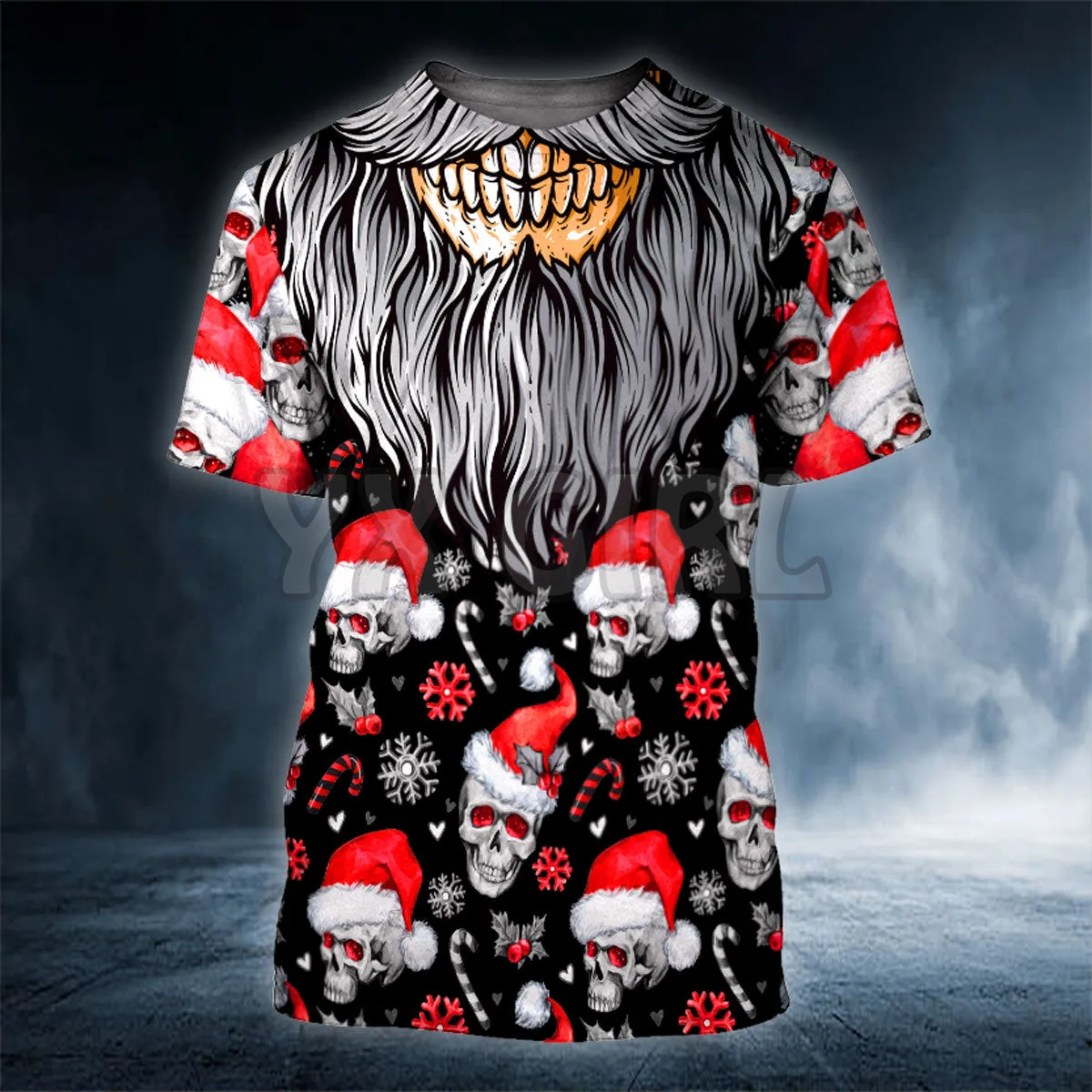 

2022 Summer Xmas Long Bearded Santa Skull 3D All Over Printed T Shirts Tee Tops shirts Unisex Tshirt Halloween Gift