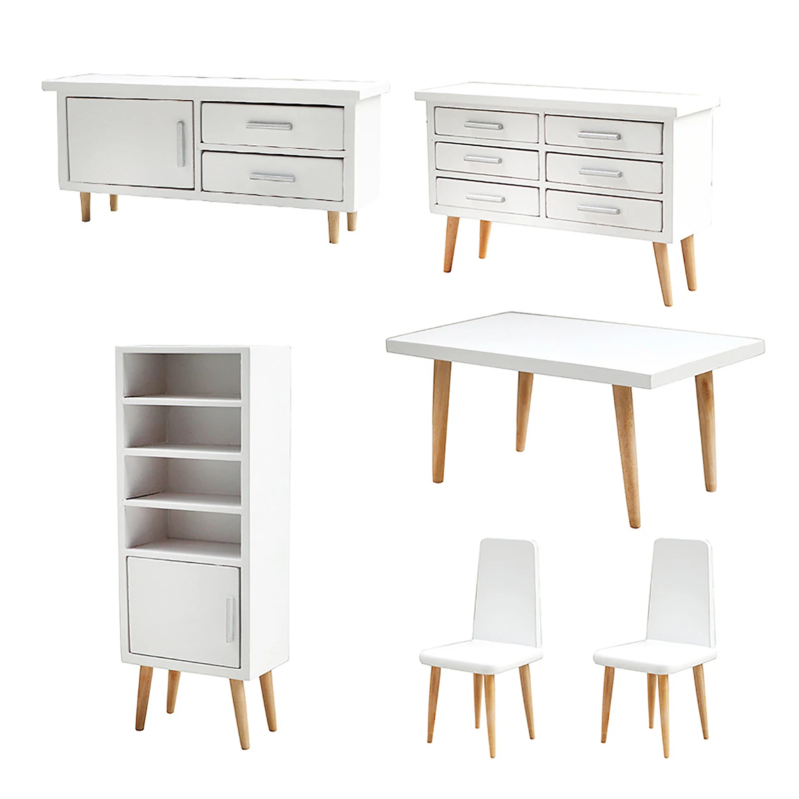 

Миниатюрная кухонная мебель, 6 шт., мебель для кукольного домика для кухни, масштаб 1/12, деревянный кукольный домик, Миниатюрный стол, стул и ш...