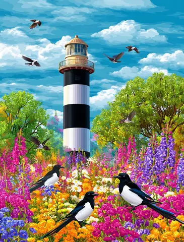 Картина по номерам PhotoCustom Лен Пейзаж Маяк