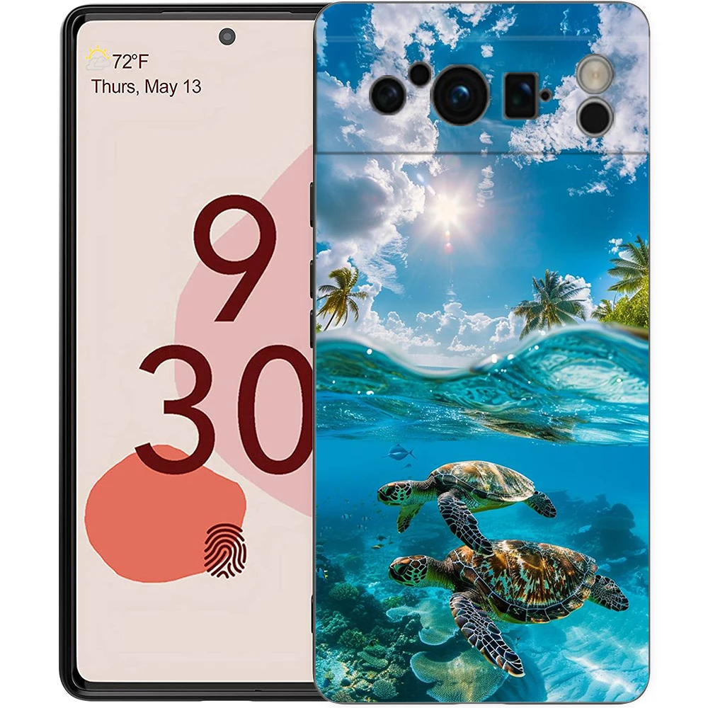 Мягкий силиконовый ударопрочный чехол из ТПУ с рисунком морской черепахи