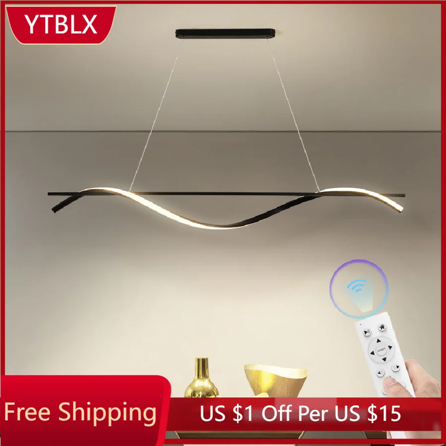 

Светодиодный подсвечник для кухни, столовой, креативный изогнутый нейтральный светильник, черный подвесной светильник, Современный барный...