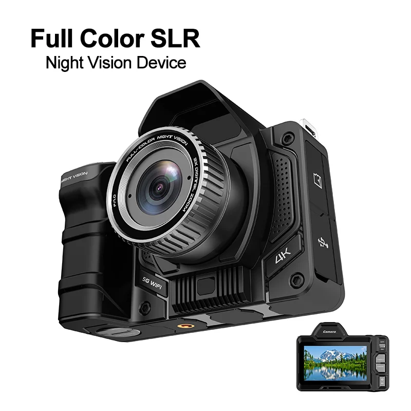 Камера 4K SLR с ночным видением, полноцветная инфракрасная цифровая камера с 10-кратным зумом, в полной темноте, 800 м, наружная камера для охоты и кемпинга, поддержка освещения Wi-Fi 1080P
