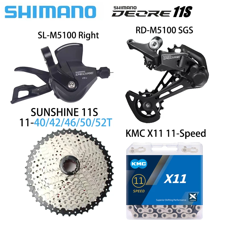 

SHIMANO DEORE SL-M5100 M5100SGS 11S MTB велосипедный переключатель 11V KMC X11 Chain SUNSHINE маховик 42T/46/50/52T оригинальный комплект переключения