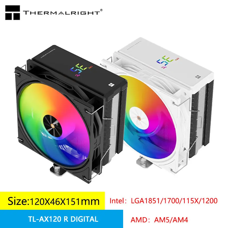 Thermalright TL-AX120 R DIGITAL CPU Air Cooling Radiator AGHP4.0/4 heat pipes/Support LGA1851/1700/115X/1200/AM5/AM4