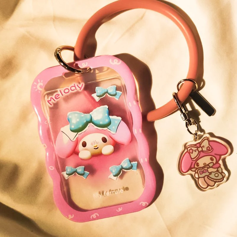 

Sanrio My Melody Card Cover Anime Kawaii Kuromi Student Bracelets Protective Case Card Sleeve Keychain Pendant Toy Girls Gifts