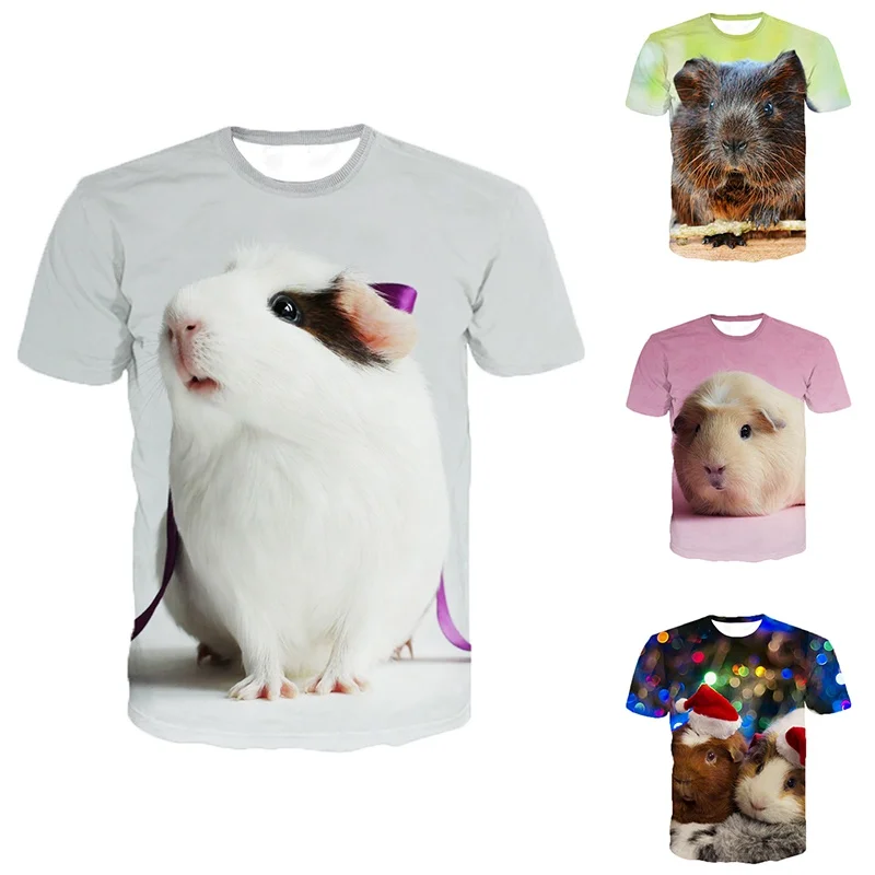 

Summer Fashion 3D Animal Guinea Pig Printed T-shirt Casual Men's Couple Top Short Sleeve Pullover Sweatshirt XS-5XL