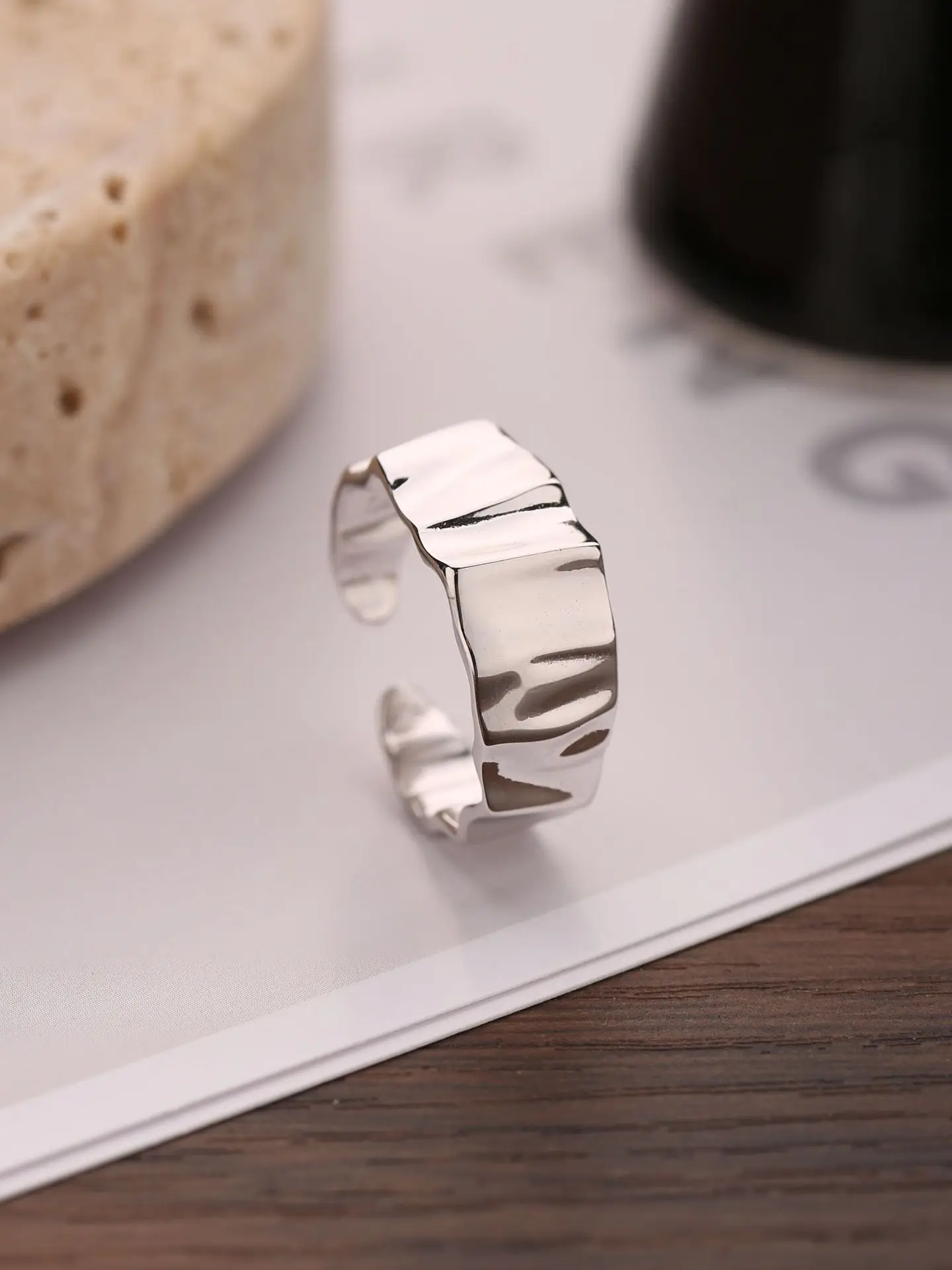 

2023, Япония и Южная Корея, Лидер продаж, кольцо из стерлингового серебра пробы с зеркальной текстурой в стиле ретро, крутой дизайн, чувственное Открытое кольцо