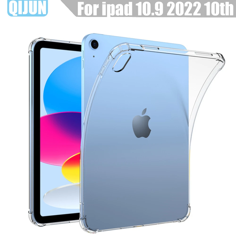 

Tablet Case For Apple iPad 10.9" 2022 10th TPU Transparent Silicone soft Cover Airbag All-inclusive protection bag A2777 A2757