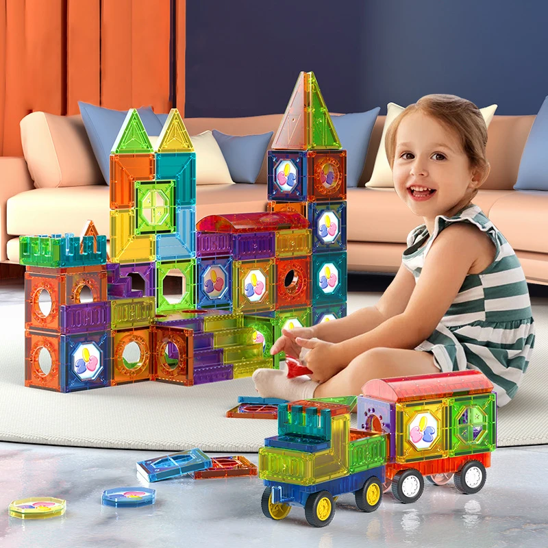 

Magnetic Sheet Building Block Designer Magnet Maze Race Run Ball Marble Track Funnel Slide Brick Education DIY Toys For Children