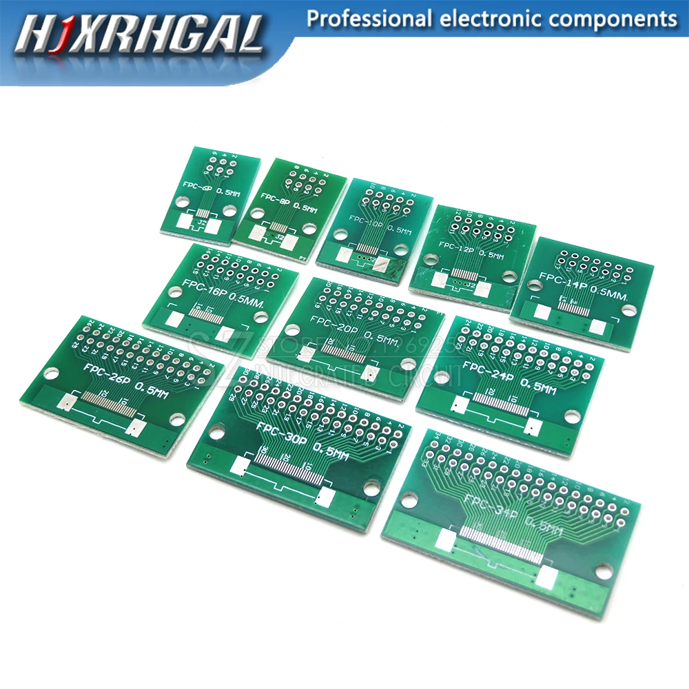 5PCS FPC FFC 0.5mm 1mm Pitch Double Side Adapter Socket Plate PCB Board Connector DIY KIT 6 8 10 12 20 40 50 Pin to DIP 2.54mm
