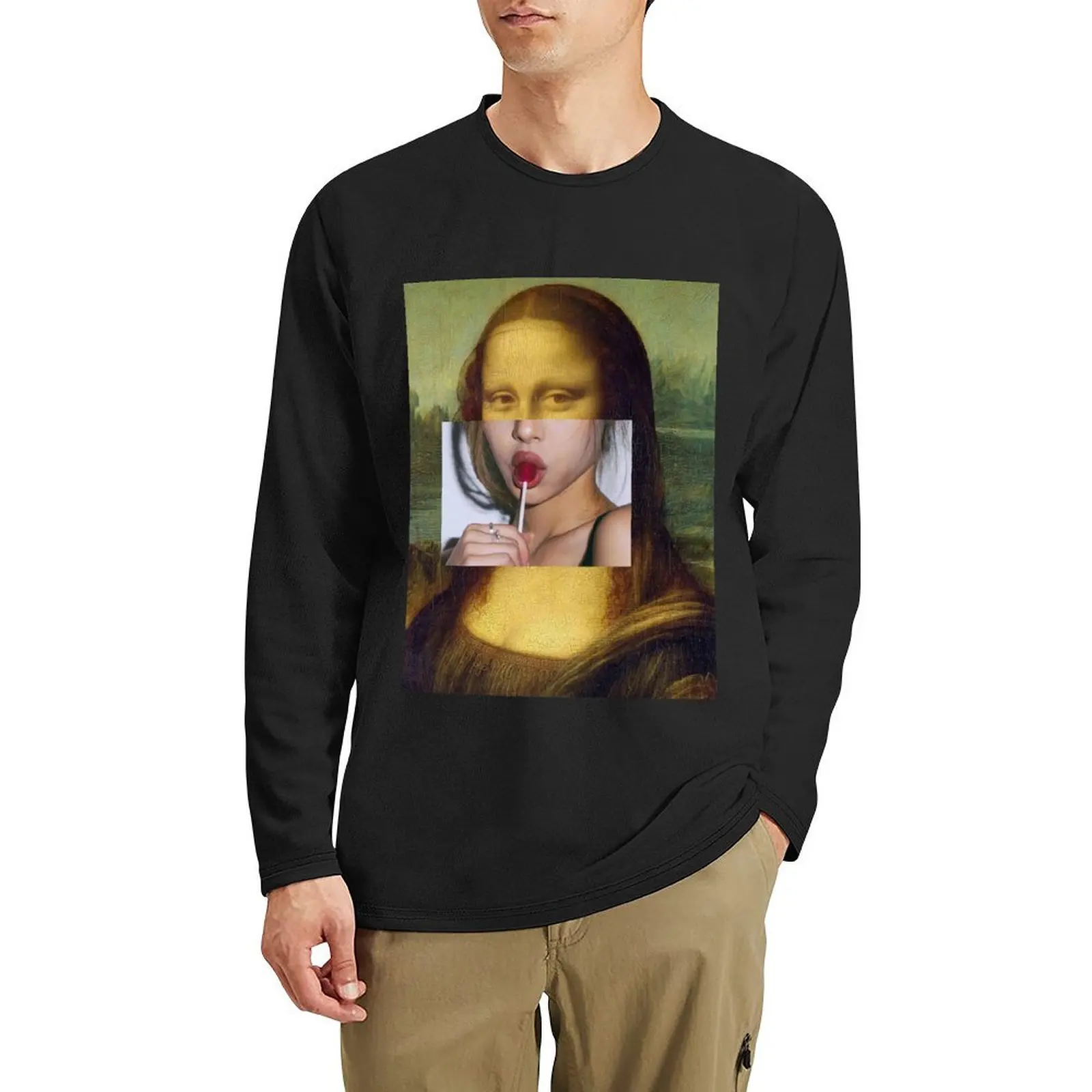 Длинная футболка Мона Лизы милая одежда футболки для мальчиков мужская