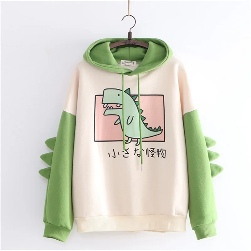 

NEW Cotton Tops Shirt Female Women Sweatshirt Casual Harajuku Oversized Hoodies Printing Dinosaur Animal pattern Color Sudaderas