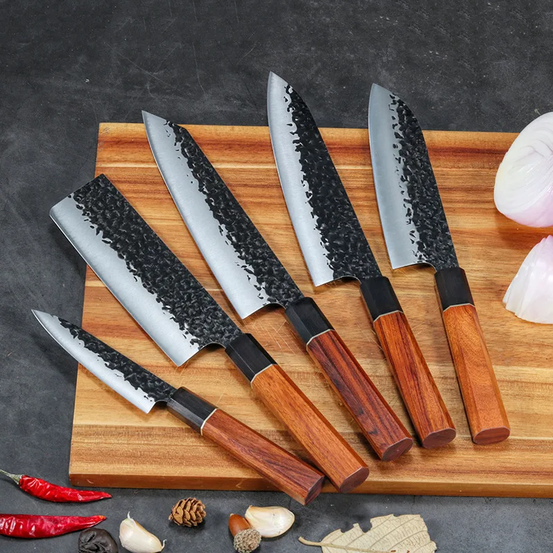 

1-5pcs Forged Chef Knife Professional Japanese Santoku Knives Meat Cleaver Stainless Steel Butcher Boning Knife Set