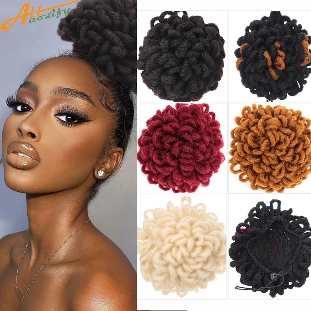 Allaosify Synthetic Hair Bun Afro Chignon Drawstring Ponytail Clip In Pony Tail Black Puff Curly Women Hair Extension Hairpieces