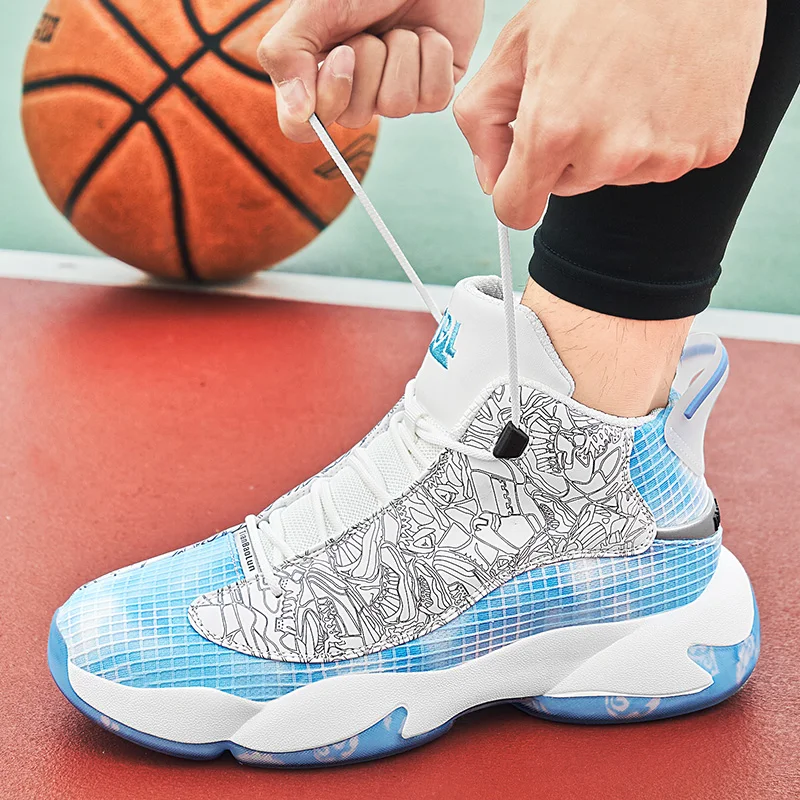 Autumn And Winter New Basketball Shoes Are Available In Many Colors Couple's High Cut Thick Sole Leather Is Popular