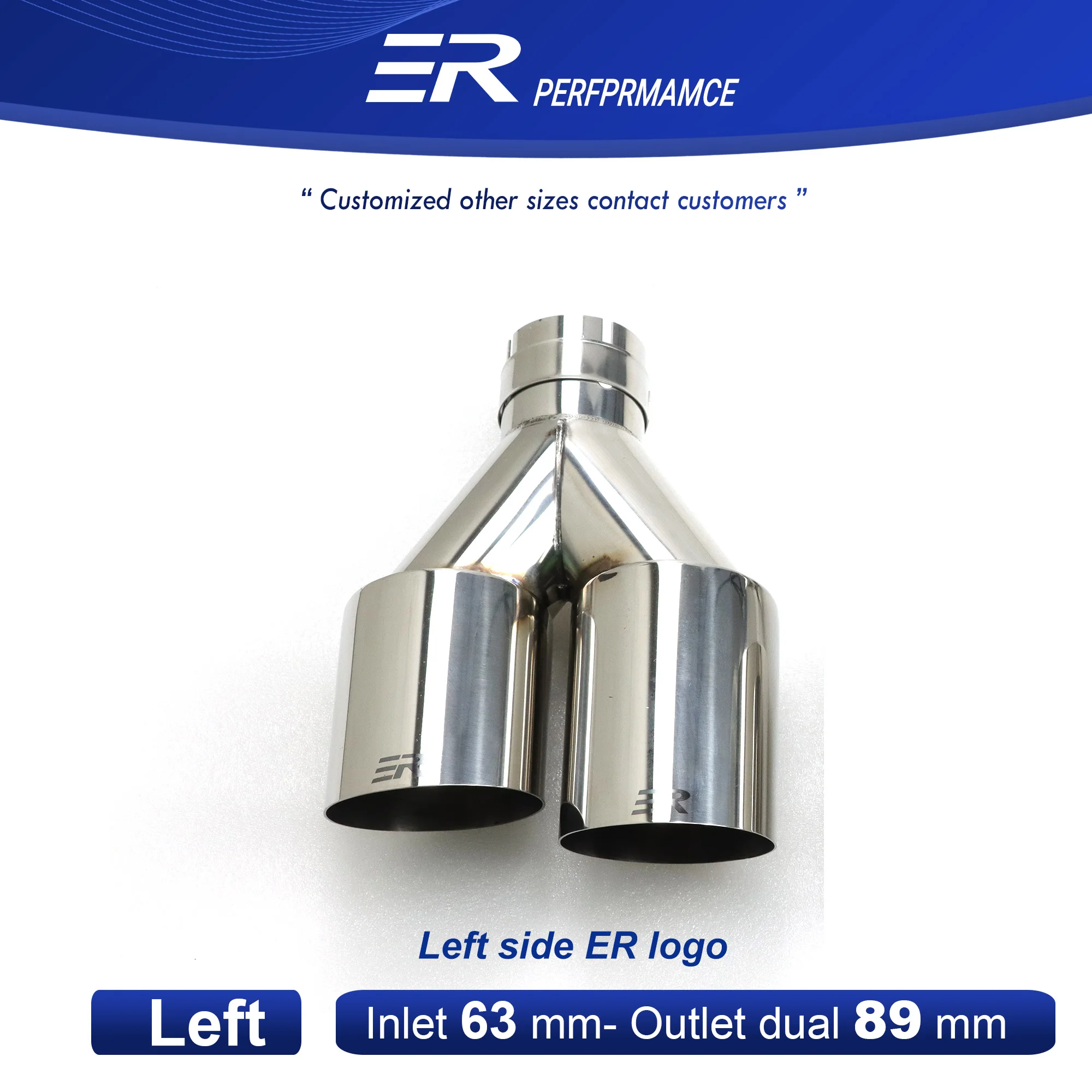 

Универсальный двойной выхлопной наконечник ER из нержавеющей стали, Модернизированная Автомобильная выхлопная система pupular, глушитель, задняя труба, двойная насадка