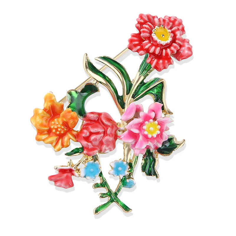 

TULX Enamel Peony Flower Brooch Lapel Pins Dress Cardigan Badge Corsage Wedding Brooches for Women Clothing Accessories
