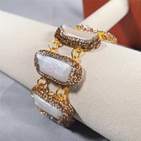 four seasons ladies handmade full diamond trimmed pearl bracelet fashion jewelry
