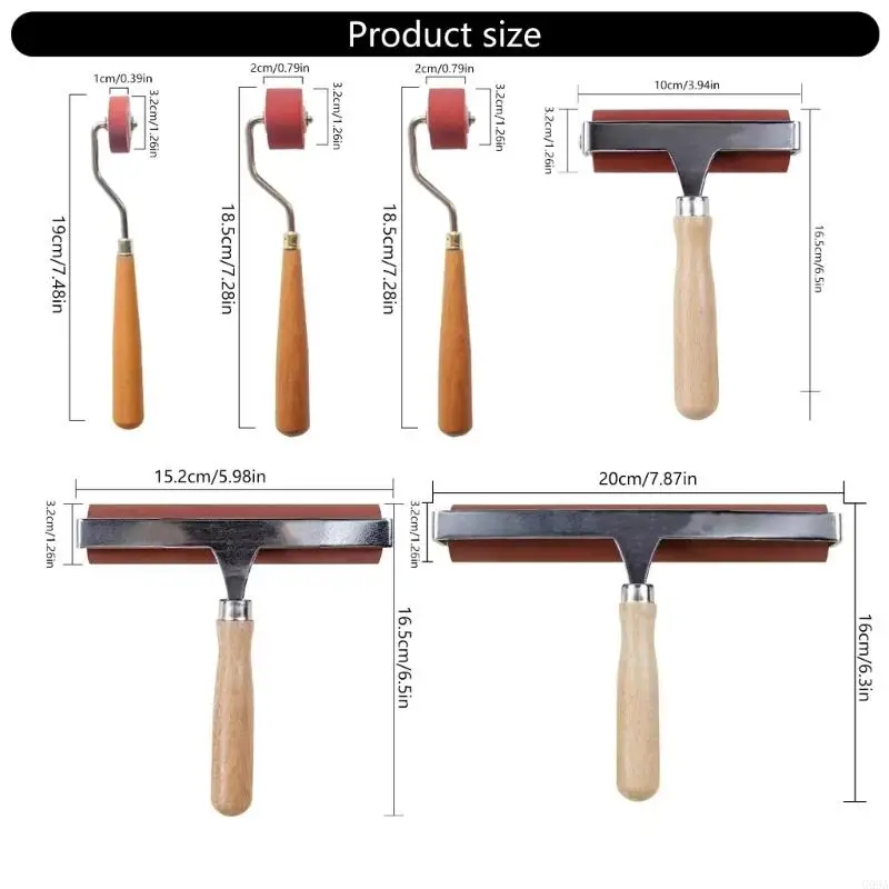 G99A 1/3PCS Деревянный ручка резинового ролика для крафта инструмент Brayer печати