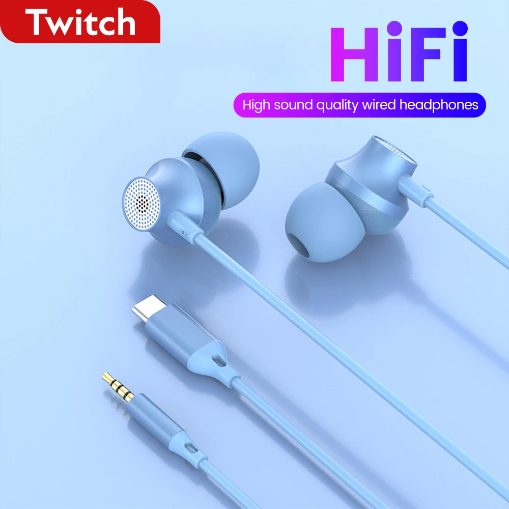 

Olaf Type C Wired Earphone With Mic 3.5mm Universal Headphone Hands-free Call Sport Music Earbuds For Samsung Xiaomi Huawei