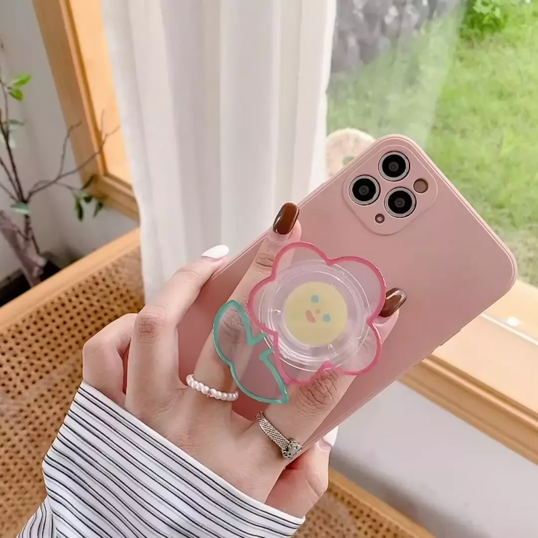 

Color Lined Transparent Bear Love Bracket Tok 11 12 13 Pro Max Mini Smart Case Holder Griptok