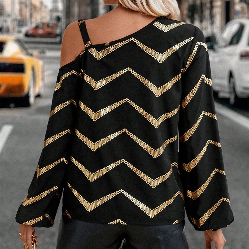 Сексуальные женские топы и блузки с открытыми плечами бронзовый топ