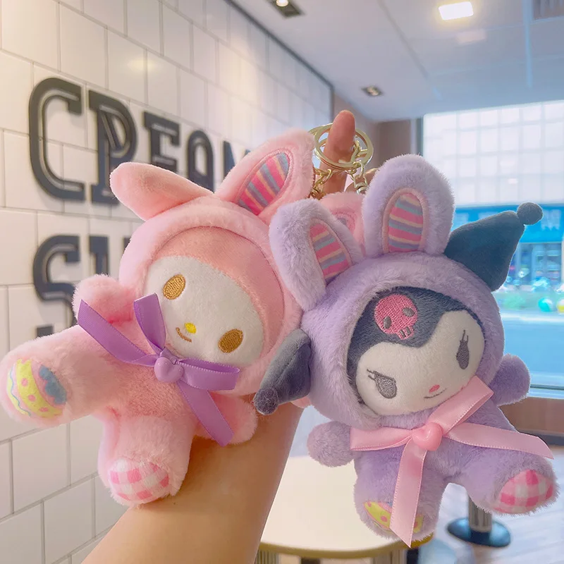 

Kawaii Sanrio брелок My Melody Kuromi Cinnamoroll Pachacco 1 шт. школьная сумка подвеска Кукла плюшевая игрушка украшение подарки для друзей