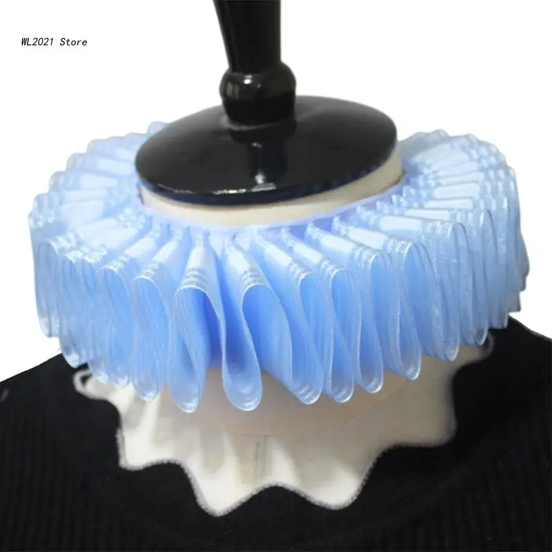 

Victorian Elizabethan Ruffled Neck Collar Silky Satin Clown Cosplay Choker